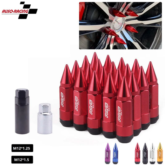 RAYS Racing Composite Nuts Anti Theft Steel Head Alloy Aluminum Lock Wheel Lug Nut Bolt With Spikes M12*1.25 M12*1.5