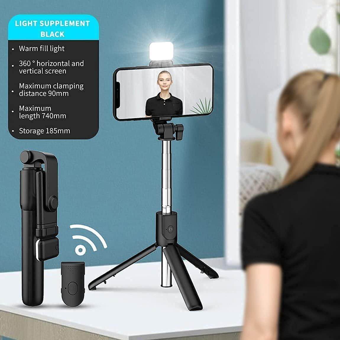 3 in 1 Wireless Selfie Stick Tripod with Flash Light